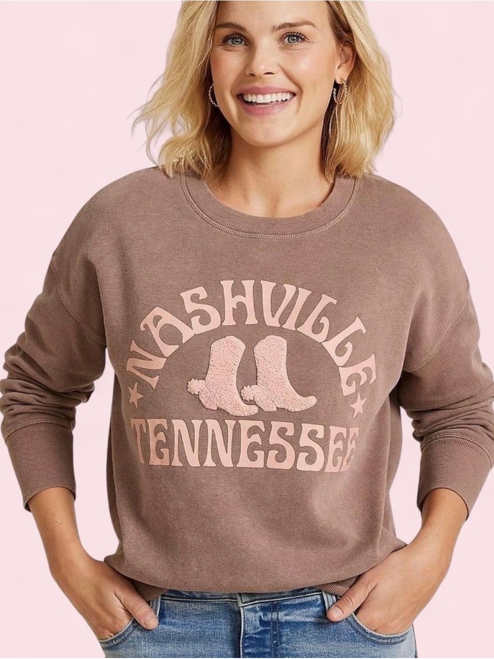Maurices Brown Sweatshirt with Pink Nashville Tennessee Graphic